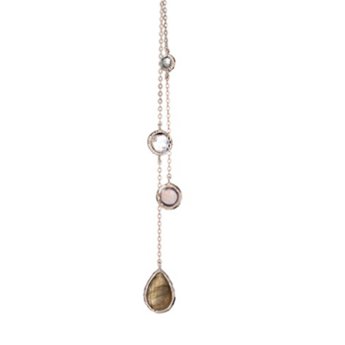 Pendentif Topaze-Pierre de lune-Calcedoine-Labradorite